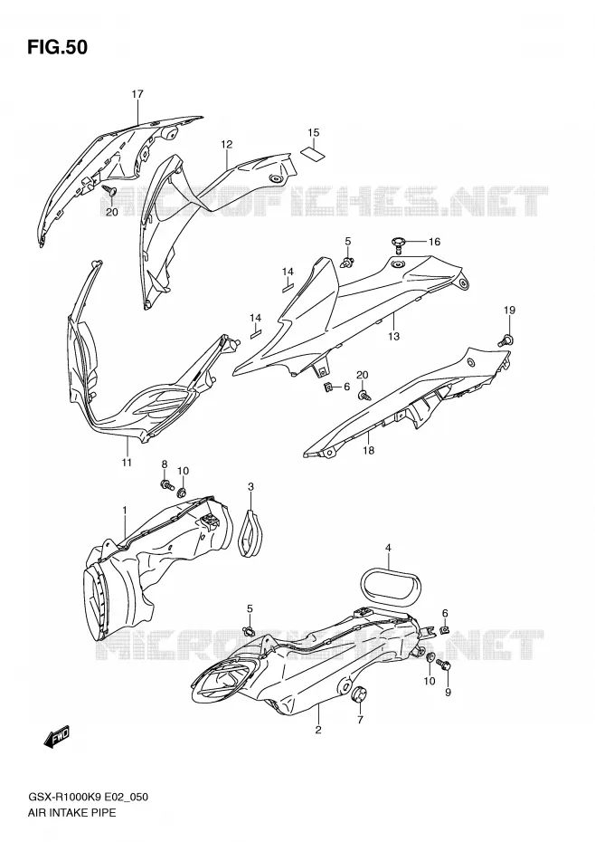 CONDUIT D'ADMISSION (MODEL K9) Suzuki MOTO 1000 GSX-R 2009  GSX-R1000UFK9(E2)