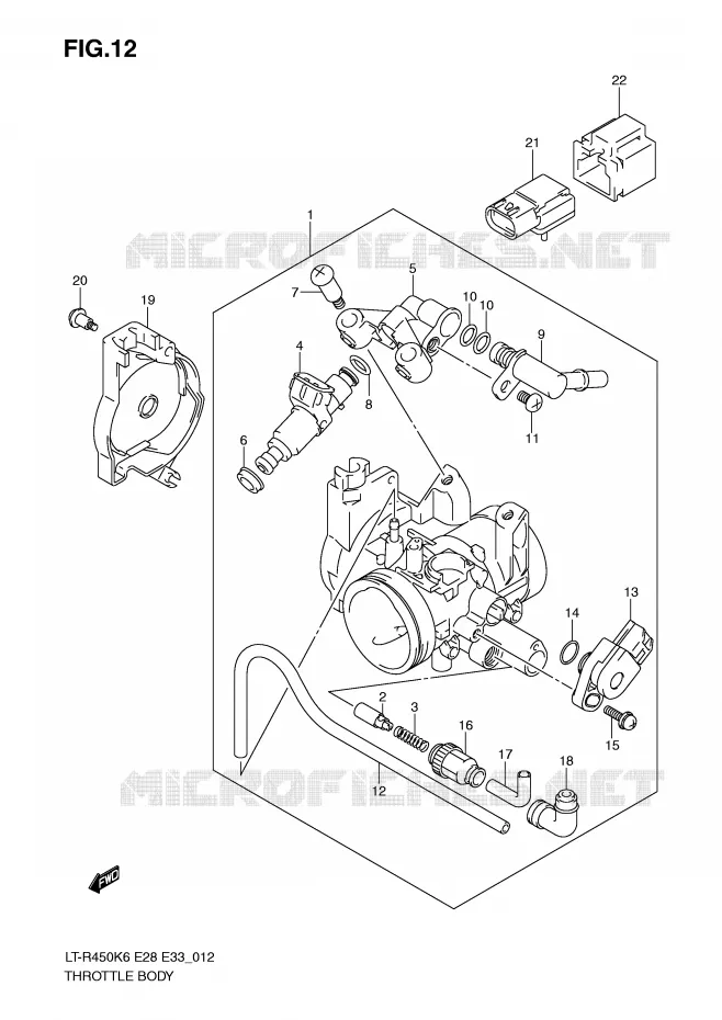 CORPS DE PAPILLON (MODEL K6/K7/K8) Suzuki QUAD 450 QUADRACER 2006  LT-R450K6(E28/E33)