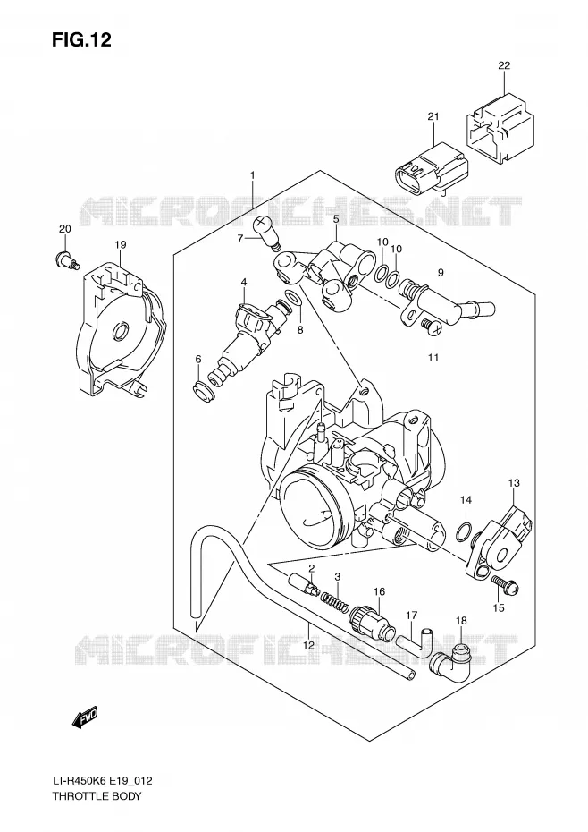 CORPS DE PAPILLON (MODEL K6/K7/K8) Suzuki QUAD 450 QUADRACER 2009  LT-R450ZK9(E19)