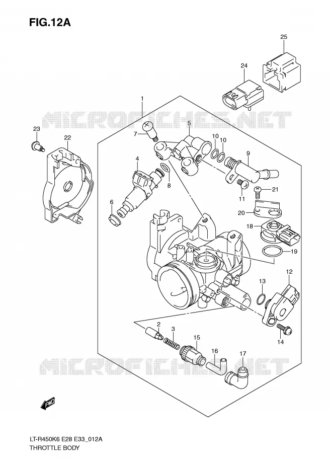 CORPS DE PAPILLON (MODEL K9/L0) Suzuki QUAD 450 QUADRACER 2008  LT-R450ZK8(E28/E33)