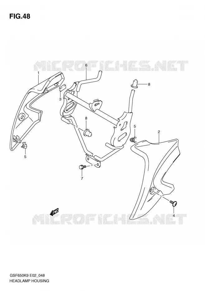 COUVERCLE DE PHARE (WITHOUT COWLING) Suzuki MOTO 650 BANDIT 2010  GSF650AL0(E2)