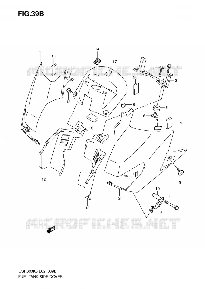 COUVRE RESERVOIR (MODEL K9) Suzuki MOTO 600 GSR 2007  GSR600K7(E2)