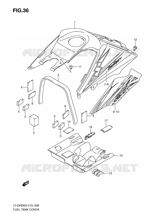COUVRE RESERVOIR (MODEL K9) Suzuki QUAD 400 QUADSPORT 2009  LT-Z400K9(E19)
