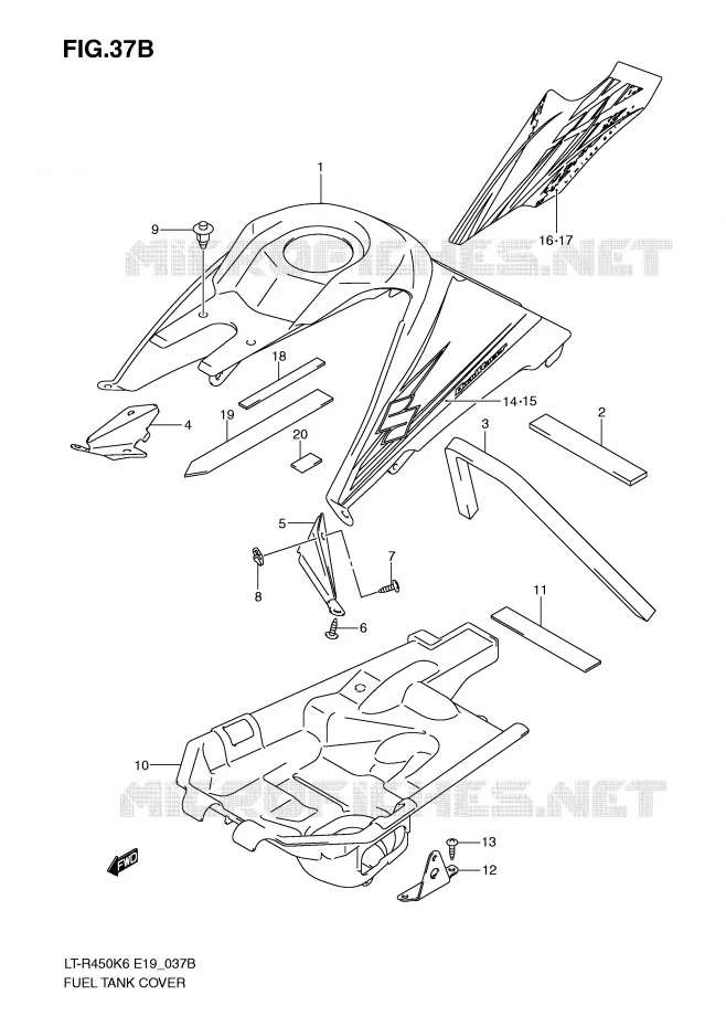 COUVRE RESERVOIR (MODEL K9) Suzuki QUAD 450 QUADRACER 2006  LT-R450K6(E19)