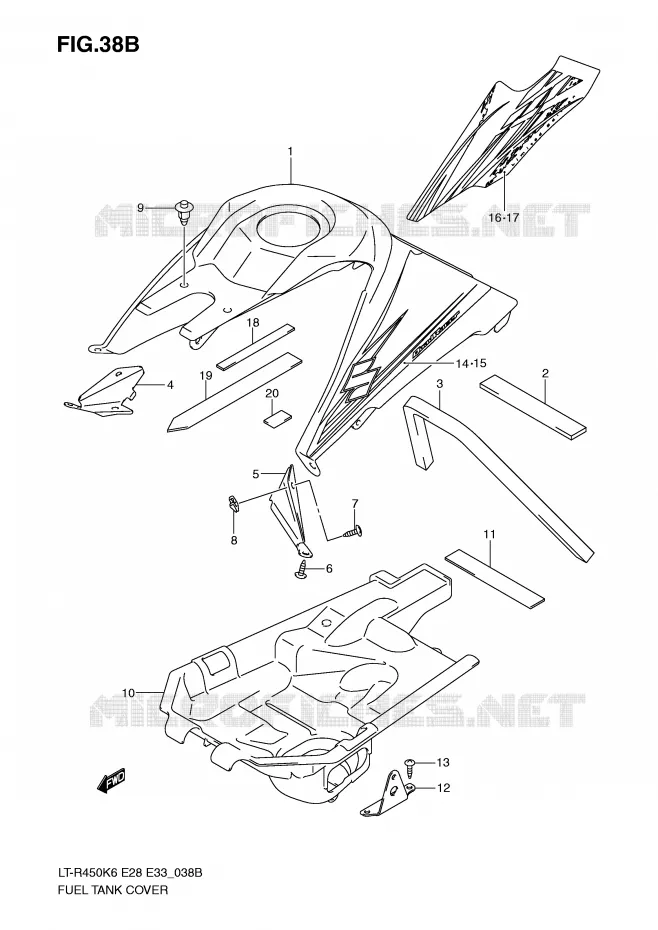 COUVRE RESERVOIR (MODEL K9) Suzuki QUAD 450 QUADRACER 2006  LT-R450K6(E28/E33)