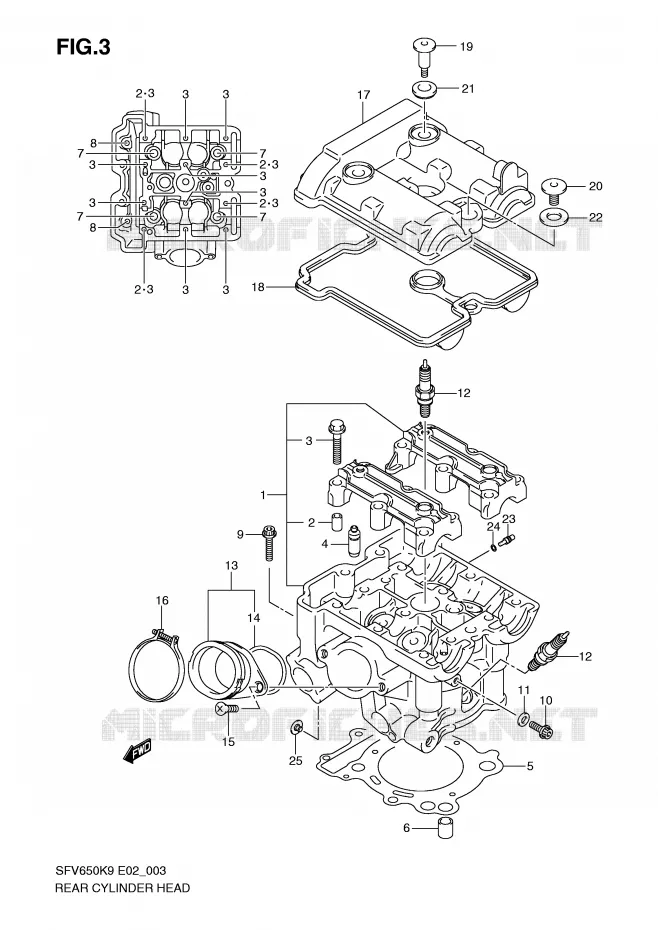 CULASSE ARRIERE Suzuki MOTO 650 GLADIUS 2010  SFV650L0(E2)
