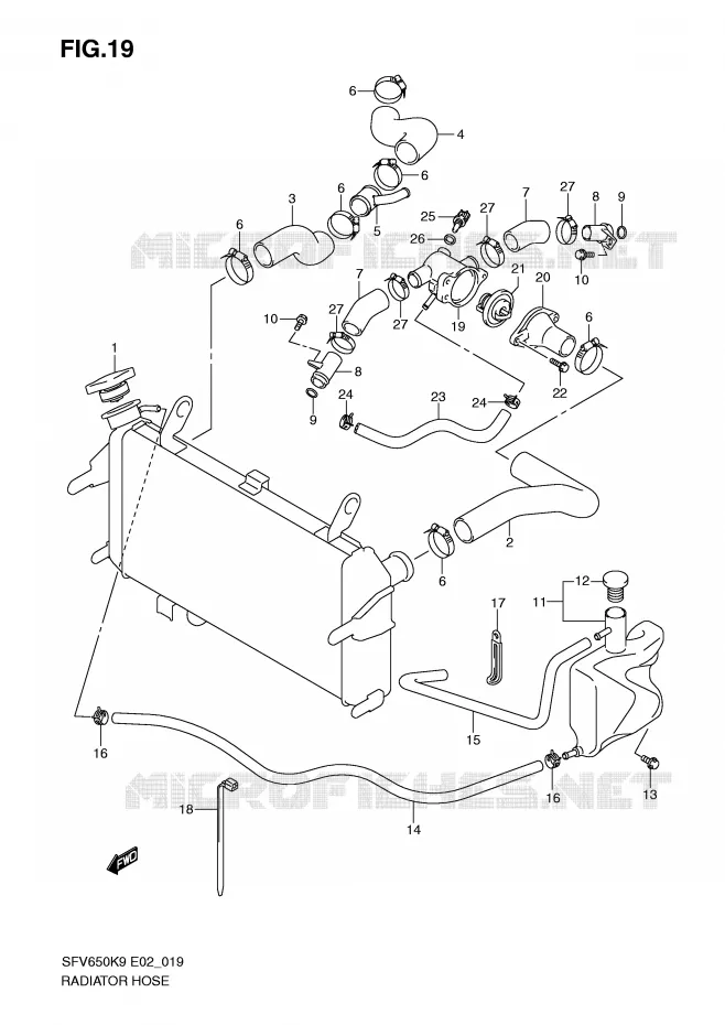 DURITE DE RADIATEUR Suzuki MOTO 650 GLADIUS 2010  SFV650UAL0(E2)