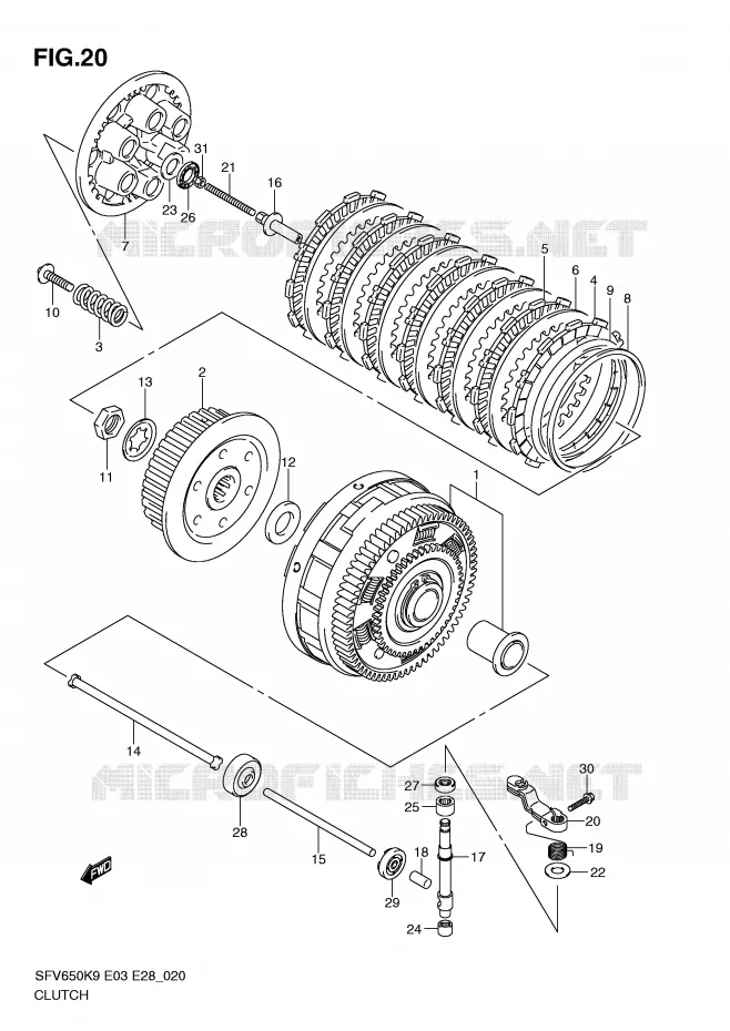 EMBRAYAGE Suzuki MOTO 650 GLADIUS 2010  SFV650AL0(E3/E28)