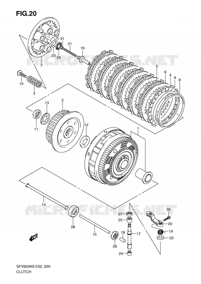 EMBRAYAGE Suzuki MOTO 650 GLADIUS 2010  SFV650L0(E2)