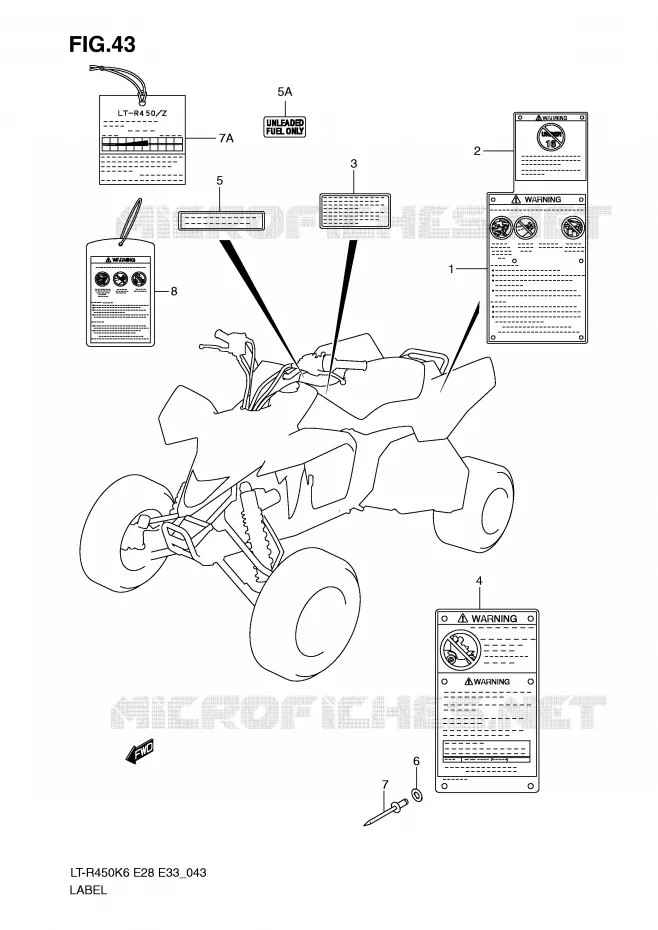 ETIQUETTE Suzuki QUAD 450 QUADRACER 2010  LT-R450L0(E28/E33)