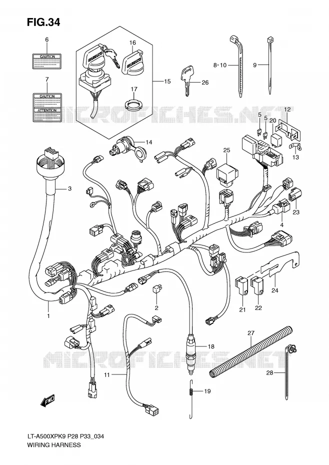 FAISCEAU ELECTRIQUE Suzuki QUAD 500 VINSON 2009  LT-A500XPZK9(P28/P33)