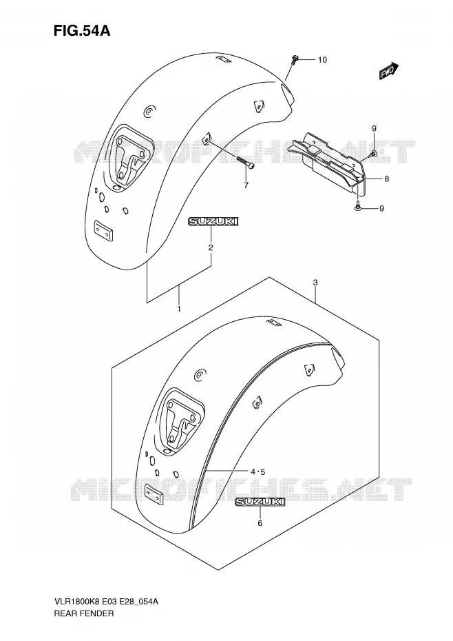 GARDE BOUE ARRIERE (MODEL K9) Suzuki MOTO 1800 BOULEVARD 2010  VLR1800TL0(E3/E28)