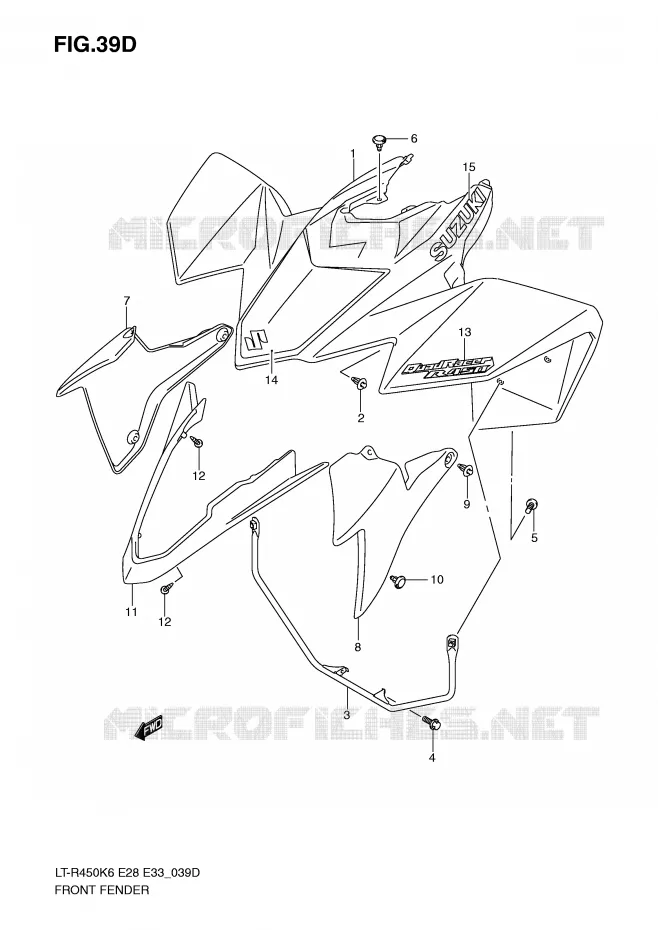 GARDE BOUE AVANT (LT-R450K9) Suzuki QUAD 450 QUADRACER 2007  LT-R450K7(E28/E33)