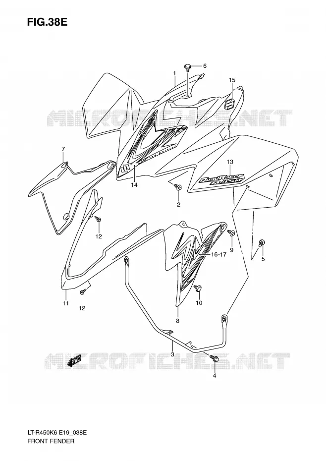 GARDE BOUE AVANT (LT-R450ZK9) Suzuki QUAD 450 QUADRACER 2006  LT-R450K6(E19)