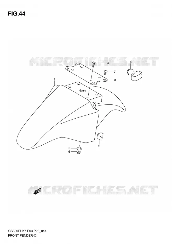 GARDE BOUE AVANT (MODEL K7/K8/K9) Suzuki MOTO 500 GS-F 2009  GS500FHK9(P3)