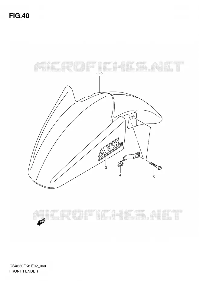 GARDE BOUE AVANT Suzuki MOTO 650 GSX-F 2010  GSX650FUL0(E2)