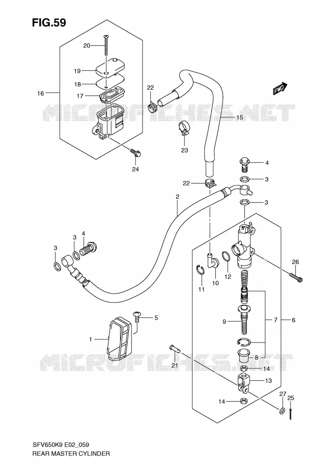 MAITRE CYLINDRE DE FREIN ARRIERE (SFV650K9/UK9/L0/UL0) Suzuki MOTO 650 GLADIUS 2010  SFV650L0(E2)
