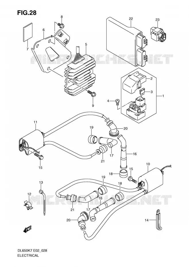 PARTIE ELECTRIQUE (MODEL K7) Suzuki MOTO 650 V-STROM 2007  DL650AK7(E2)