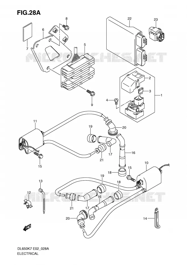 PARTIE ELECTRIQUE (MODEL K8/K9/L0) Suzuki MOTO 650 V-STROM 2010  DL650L0(E2)