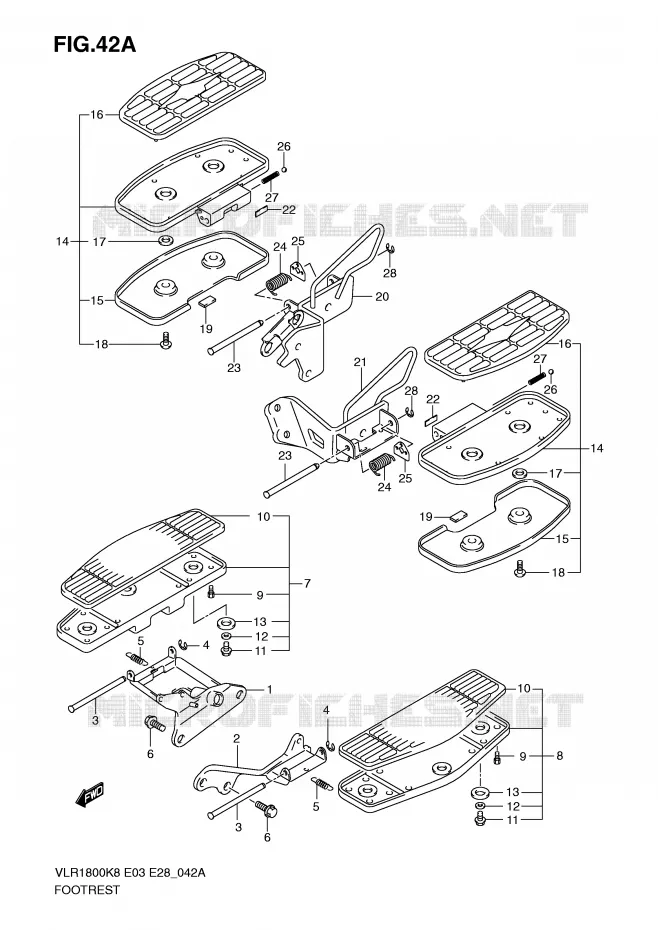 REPOSE PIEDS (VLR1800TK9/TL0) Suzuki MOTO 1800 BOULEVARD 2009  VLR1800TK9(E3/E28)