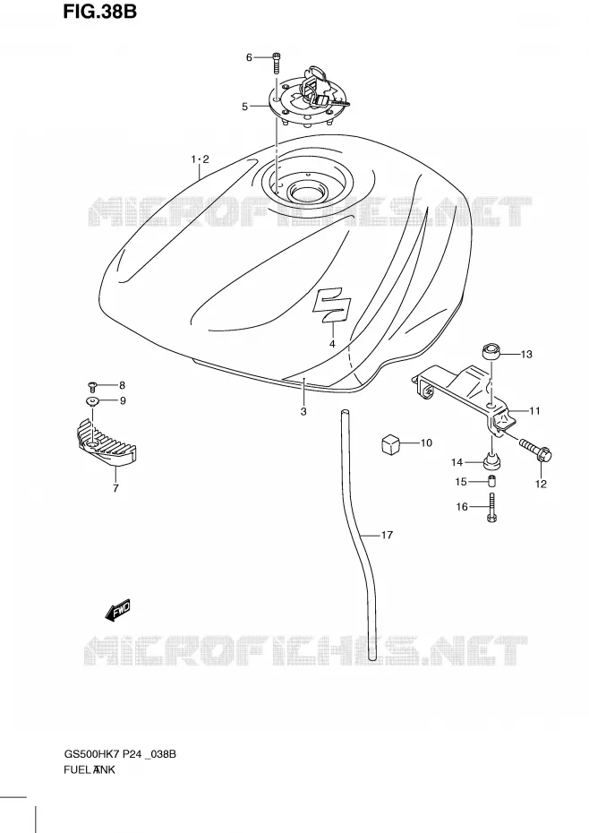 RESERVOIR D'ESSENCE (MODEL K9) Suzuki MOTO 500 GS-E 2007  GS500HK7(P24)