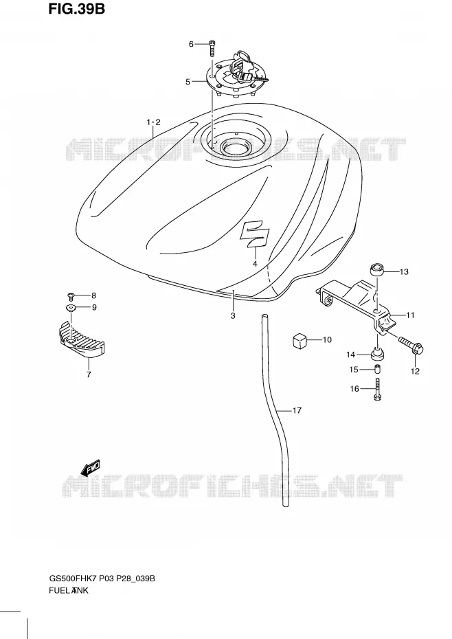 RESERVOIR D'ESSENCE (MODEL K9) Suzuki MOTO 500 GS-E 2010  GS500HL0(P3)