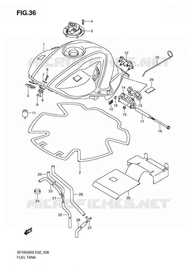 RESERVOIR D'ESSENCE (MODEL K9) Suzuki MOTO 650 GLADIUS 2009  SFV650UAK9(E2)
