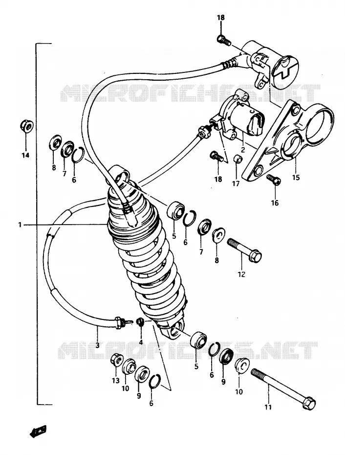 AMORTISSEUR ARRIERE Suzuki MOTO 1100 GSX-E 1984  GSX1100EFE(E/F/G)