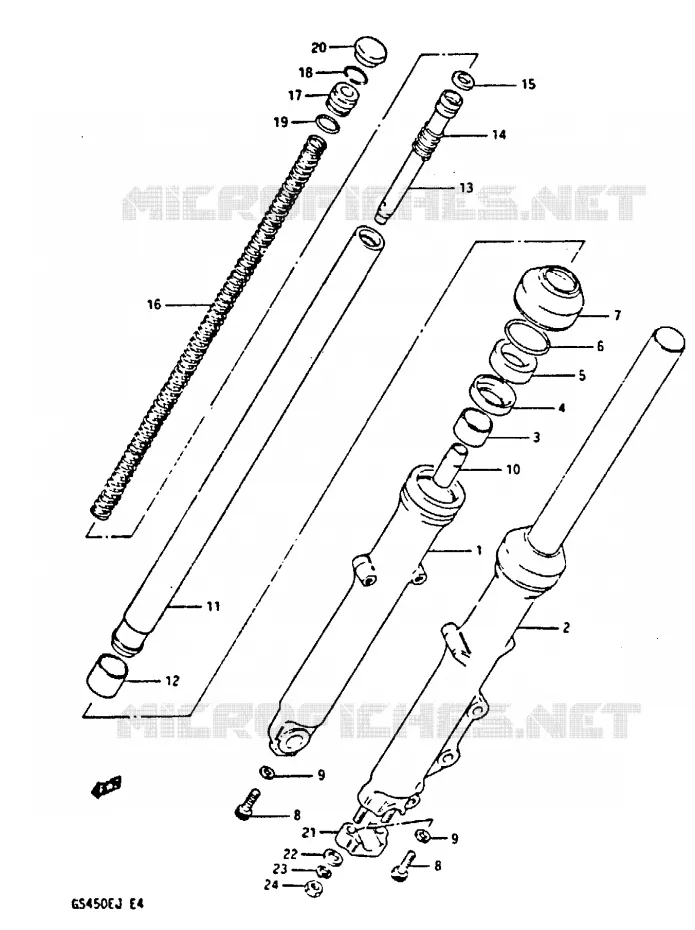 AMORTISSEUR AVANT (MODELE J) Suzuki MOTO 450 GS-S 1986  GS450SG(E/F/G/H/J)