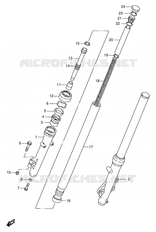 AMORTISSEUR AVANT Suzuki MOTO 250 GN 1999  GN250EX(E2)
