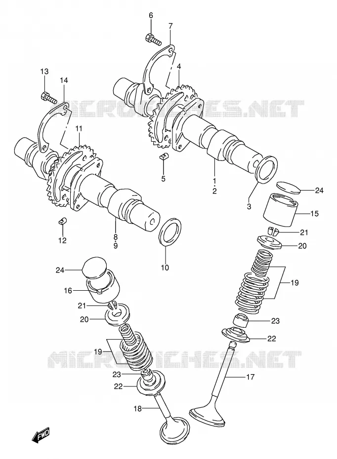 ARBRE A CAMES - SOUPAPES (MODELE K/L/M/N/P) Suzuki MOTO 500 GS-E 1990  GS500EL(E2)