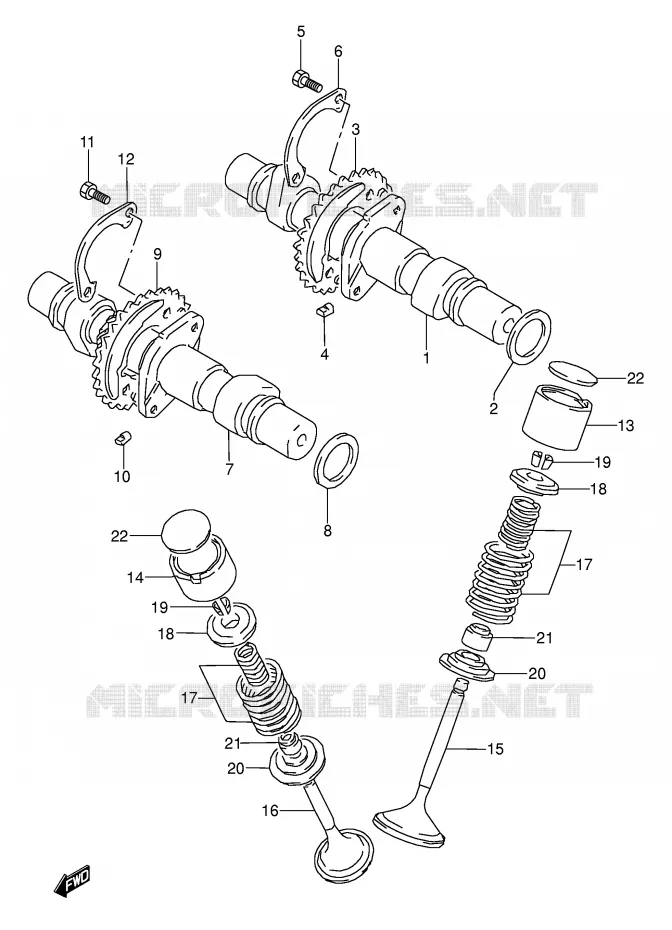 ARBRE A CAMES - SOUPAPES (MODELE R/S/T) Suzuki MOTO 500 GS-E 1996  GS500EUT(E2)
