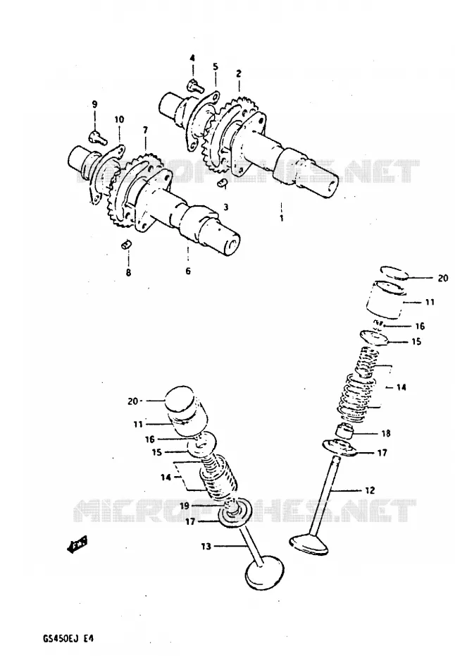 ARBRE A CAMES - SOUPAPES Suzuki MOTO 450 GS-S 1986  GS450SG(E/F/G/H/J)