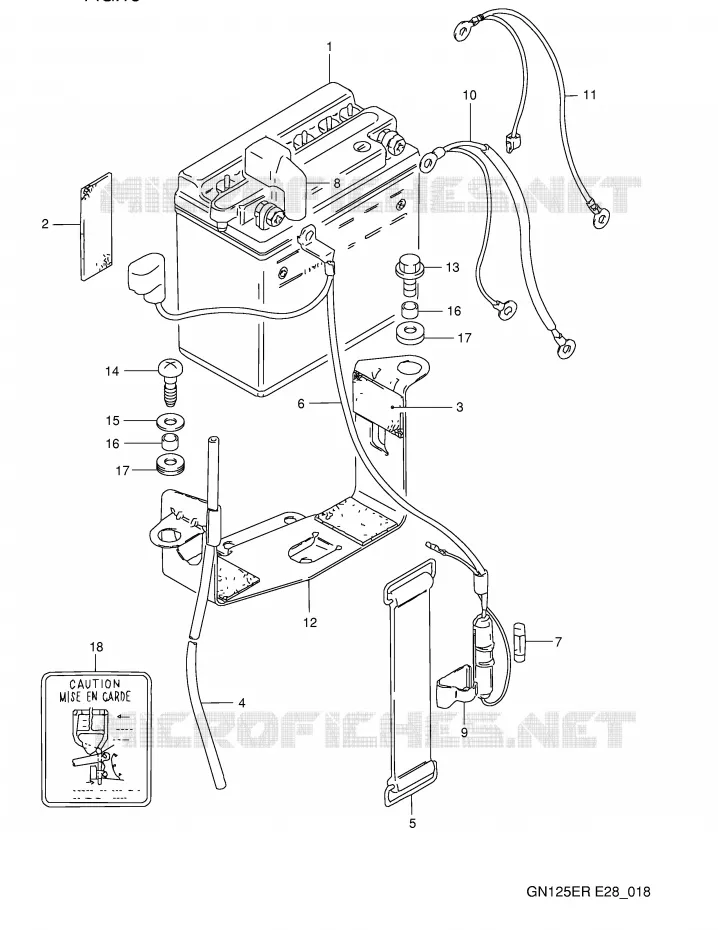 BATTERIE Suzuki MOTO 125 GN 1993  GN125EP(E28)