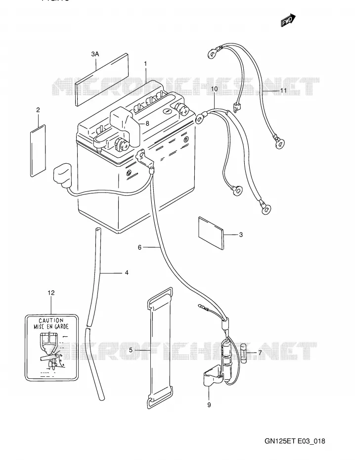 BATTERIE Suzuki MOTO 125 GN 1994  GN125ER(E3)