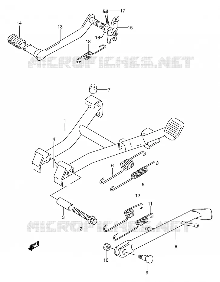 BEQUILLE - PEDALE DE FREIN ARRIERE Suzuki MOTO 500 GS-E 1989  GS500EK(E2)