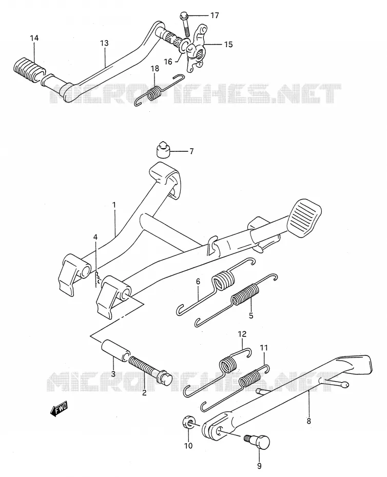 BEQUILLE - PEDALE DE FREIN ARRIERE Suzuki MOTO 500 GS-E 1990  GS500EUL(E28)