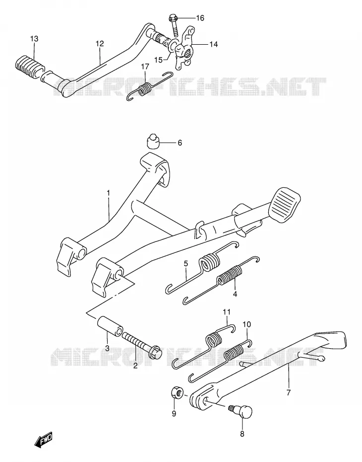 BEQUILLE - PEDALE DE FREIN ARRIERE Suzuki MOTO 500 GS-E 2002  GS500HK2(E2)