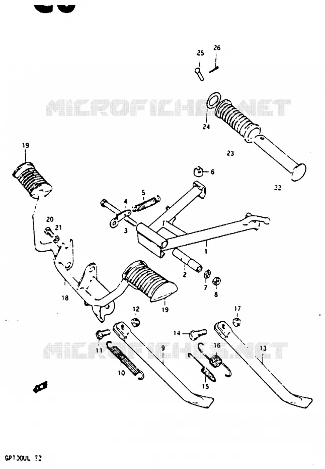 BEQUILLE - REPOSE PIED Suzuki MOTO 100 GP 1983  GP100UD(X/D/L)