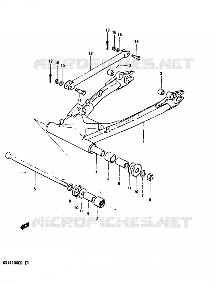 BRAS OSCILLANT ARRIERE (GSX1100EZ/ED/EXD/ESD) Suzuki MOTO 1100 GSX-E 1983  GSX1100ESD(Z/D)