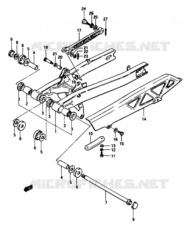 BRAS OSCILLANT ARRIERE Suzuki MOTO 1100 GSX-E 1986  GSX1100EFG(E/F/G)