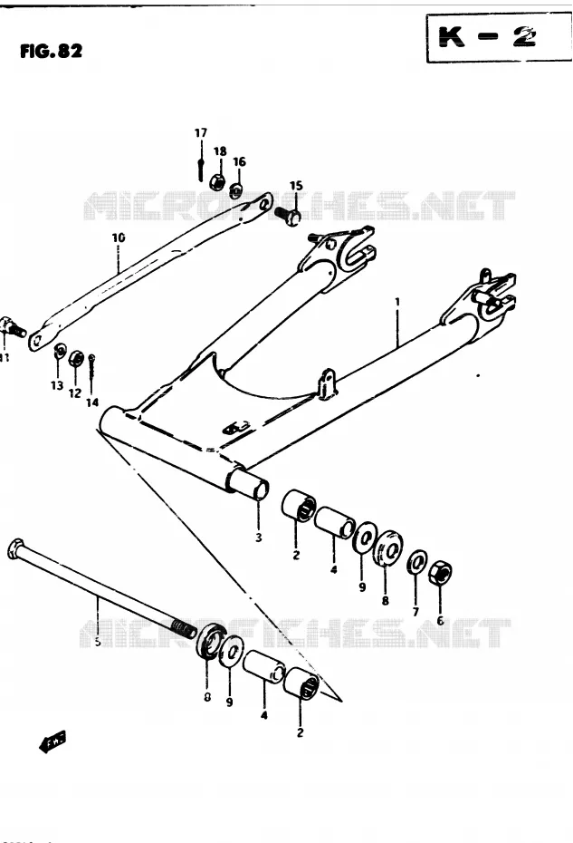 BRAS OSCILLANT ARRIERE Suzuki MOTO 450 GS-S 1983  GS450SD(2/Z/D)