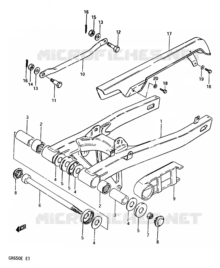 BRAS OSCILLANT ARRIERE Suzuki MOTO 650 TEMPTER 1984  GR650E(D/E)