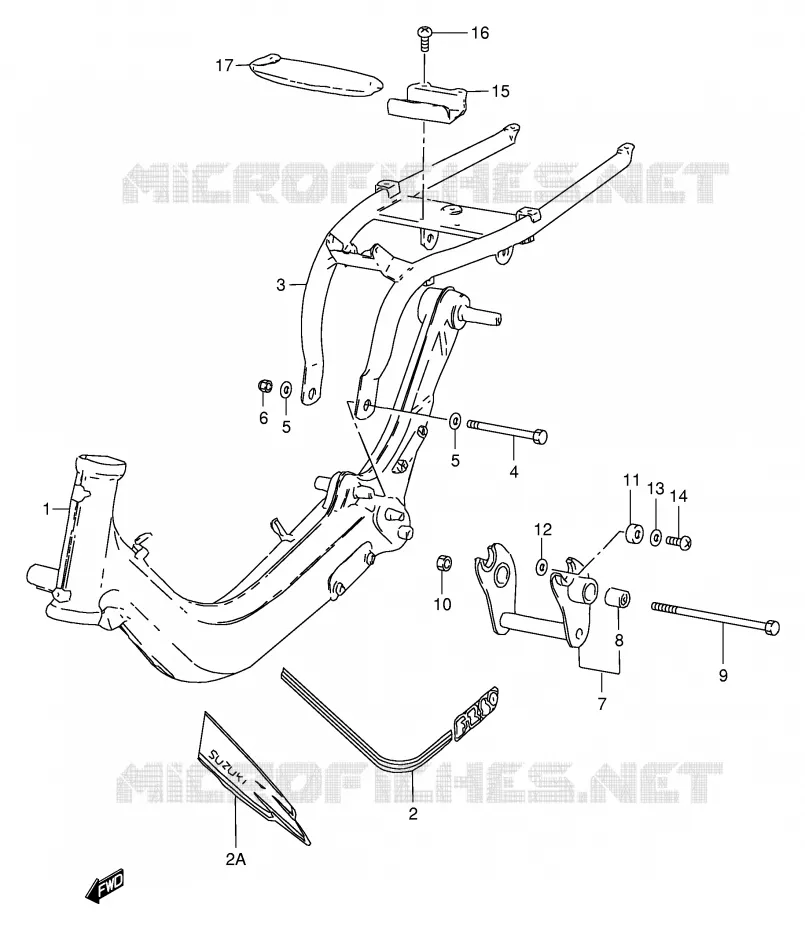 CADRE (MODELE K/L/P) Suzuki SCOOTER 50 FZ 1993  FZ50NP(E1)