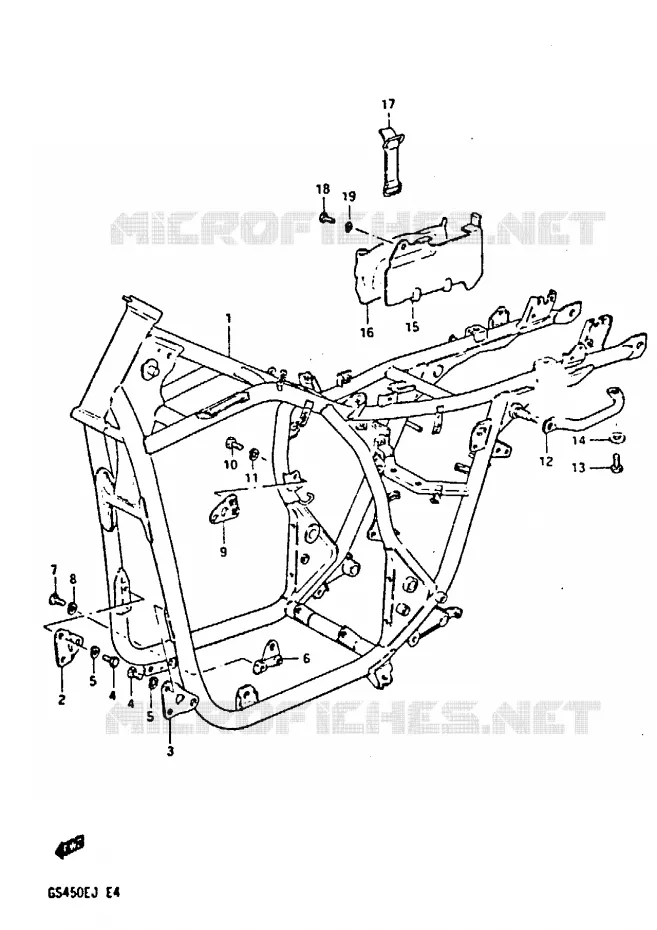 CADRE Suzuki MOTO 450 GS-S 1987  GS450SH(E/F/G/H/J)