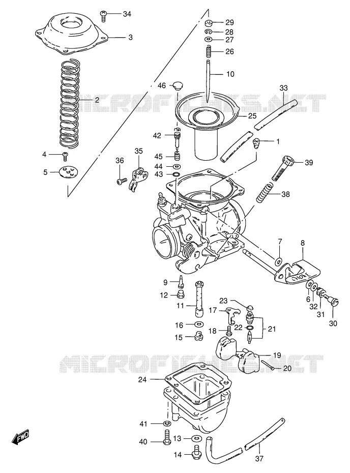 CARBURATEUR (GS125ESK/ESL E24, MODELE M/R) Suzuki MOTO 125 GS 1982  GS125ESZ(E1)