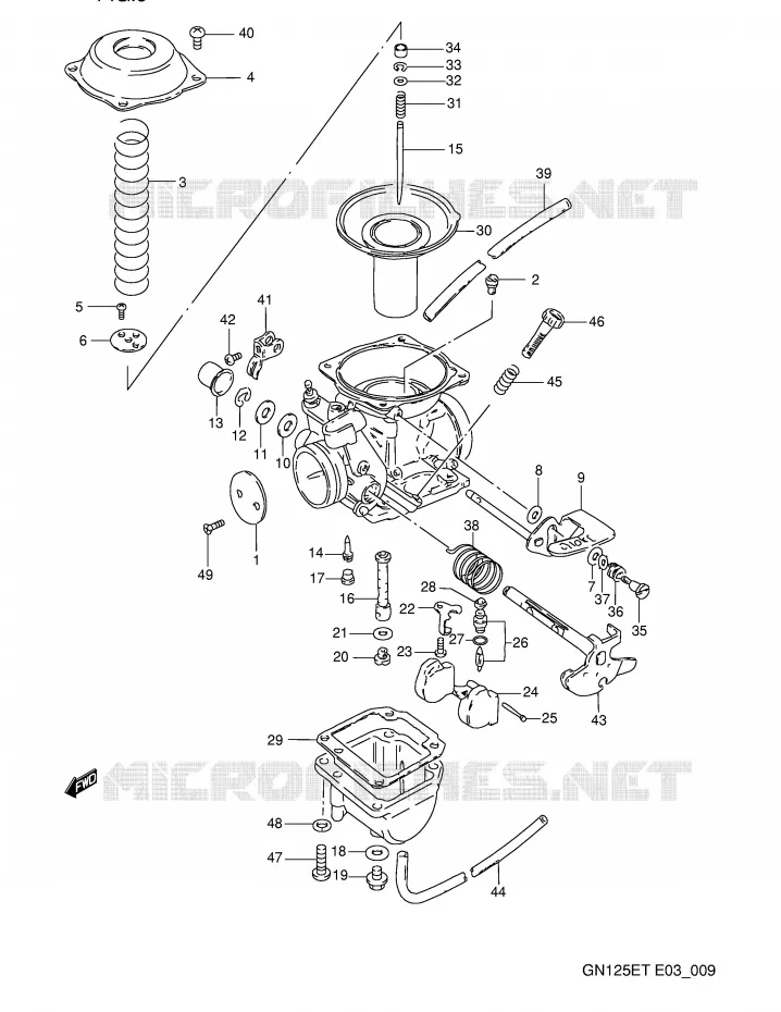 CARBURATEUR (MODELE M/N/P/R) Suzuki MOTO 125 GN 1991  GN125EM(E3)