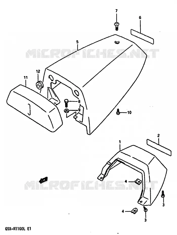 CARENAGE ARRIERE - CAPOT DE SELLE (MODELE L) Suzuki MOTO 1100 GSX-R 1989  GSX-R1100K(K/L)