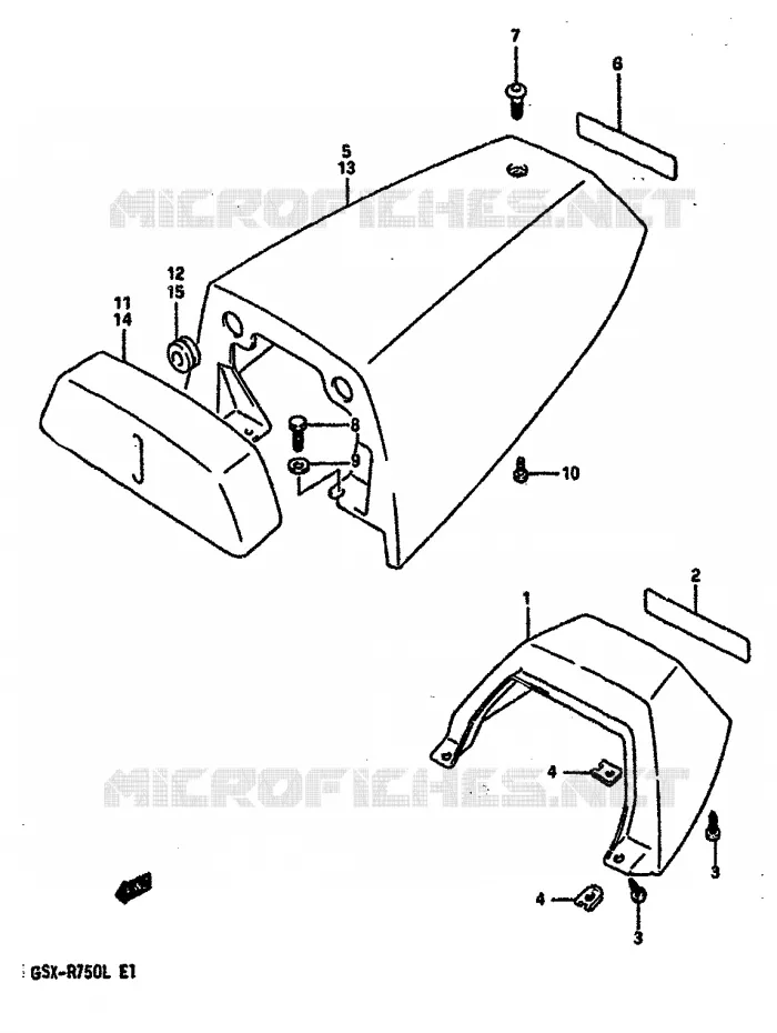CARENAGE ARRIERE - CAPOT DE SELLE (MODELE L) Suzuki MOTO 750 GSX-R 1989  GSX-R750K(K/L/M)