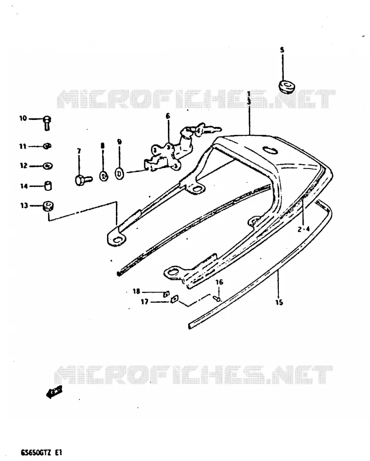 CARENAGE ARRIERE - CAPOT DE SELLE (MODELE Z) Suzuki MOTO 650 GS 1999  GS650GTX(X/Z)
